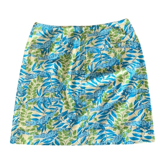 Lilly Pulitzer Vintage Yellow Green Blue Alligator Fern Mini Skirt - 6 - Picture 4 of 9